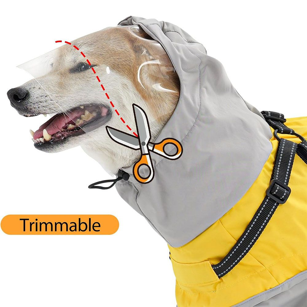 Dog Raincoat with Harness Reflective Rain Jacket Adjustable Hoodie