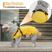 Dog Raincoat with Harness Reflective Rain Jacket Adjustable Hoodie